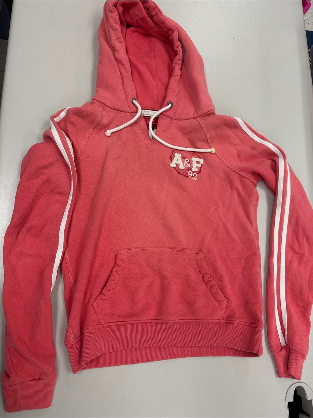 Abercrombie & Fitch Coral Pink Hooded Pullover with White Accents